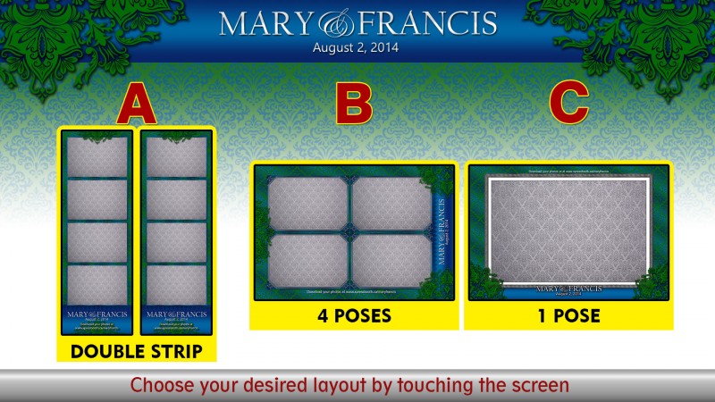 Multiple Layout Choice for Mary and Francis' Photo Booth in High River, AB