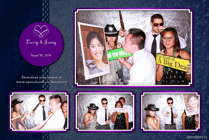 Fun wedding photobooth with purple and silver design