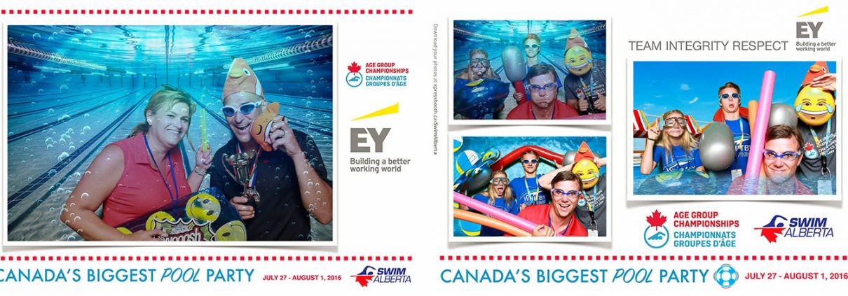 Ernst & Young sponsored photo booth at the Canadian age group championships at the Talisman Centre in Calgary
